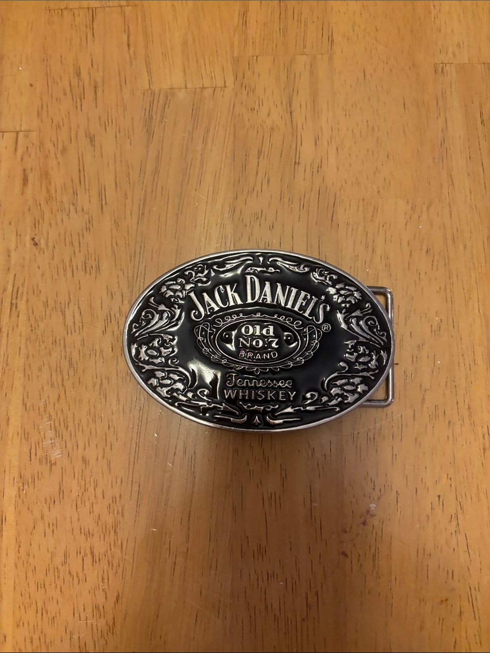 Jack Daniels Black and Silver Oval Belt Buckle